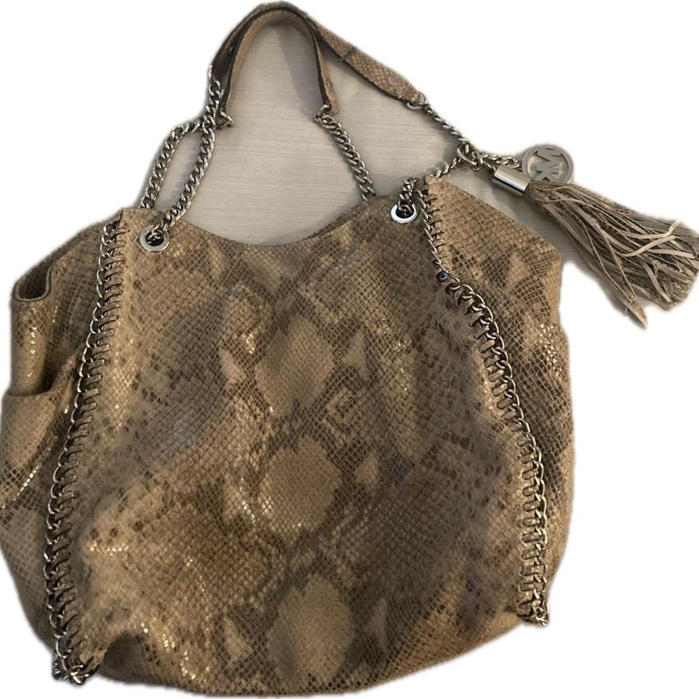 Michael Kors Brown Snake Print Tote